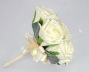 Ivory Foam Rose & Crystal Spray Wedding Posy Bouquet