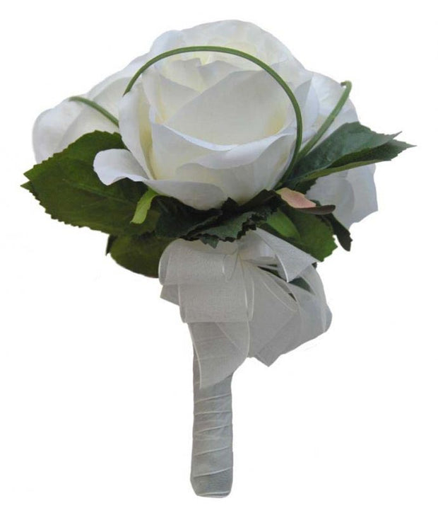 Ivory Silk Rose & Grass Loop Flower Girl Wedding Posy