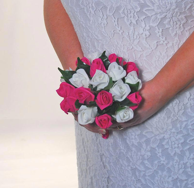 Bridesmaids Cerise & Ivory Bud Rose Wedding Posy Bouquet