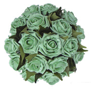 Bridesmaids Mint Green Foam Rose & Ficus Leaf Wedding Posy