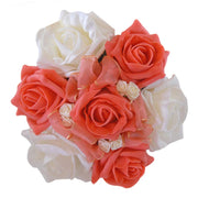 Coral & White Foam Rose Childrens Flower Girl Wedding Posy