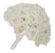 Brides Artificial Cream Diamante Rose Wedding Bouquet