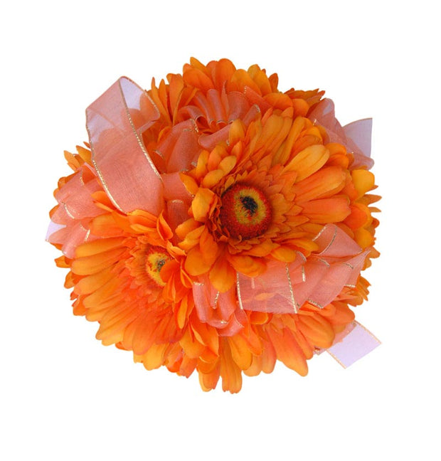 Orange Silk Gerbera Flower Girl Pomander Wedding Ball