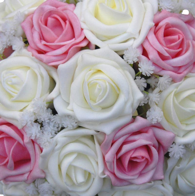 Bridesmaids Pink, Ivory Rose & Gypsophila Wedding Posy