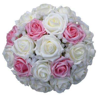Bridesmaids Pink, Ivory Rose & Gypsophila Wedding Posy