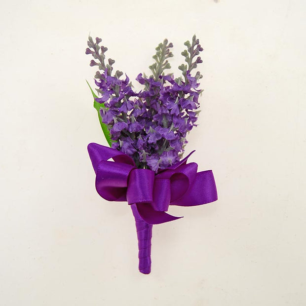 Dark lilac Artificial Silk Lavender Wedding Guest Buttonhole