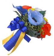 Orange, Blue Anemone, Lily & Buttercup Flower Girl Wedding Posy