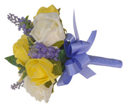 Yellow, Ivory Rose & Lilac Silk Lavender Flower Girls Wedding Posy