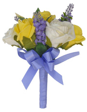 Yellow, Ivory Rose & Lilac Silk Lavender Flower Girls Wedding Posy