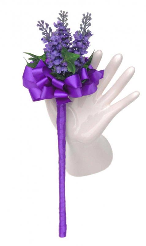 Purple Silk Lavender & Satin Bow Flower Girl Wedding Wand