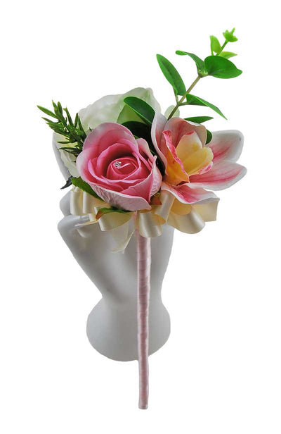 Flower Girl Pink, Ivory Cottage Rose, Orchid & Eucalyptus Wedding Wand