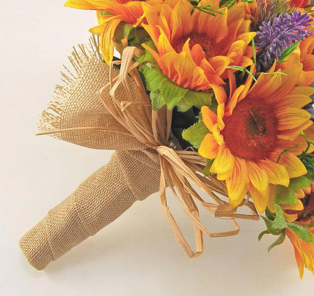Golden Silk Sunflower, Blue Agapanthus & Berry Bridal Wedding Bouquet