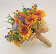 Golden Silk Sunflower, Blue Agapanthus & Berry Bridal Wedding Bouquet