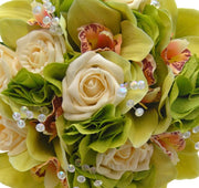 Bridesmaids Green Orchid, Hydrangea, Cream Rose & Crystal Wedding Shower