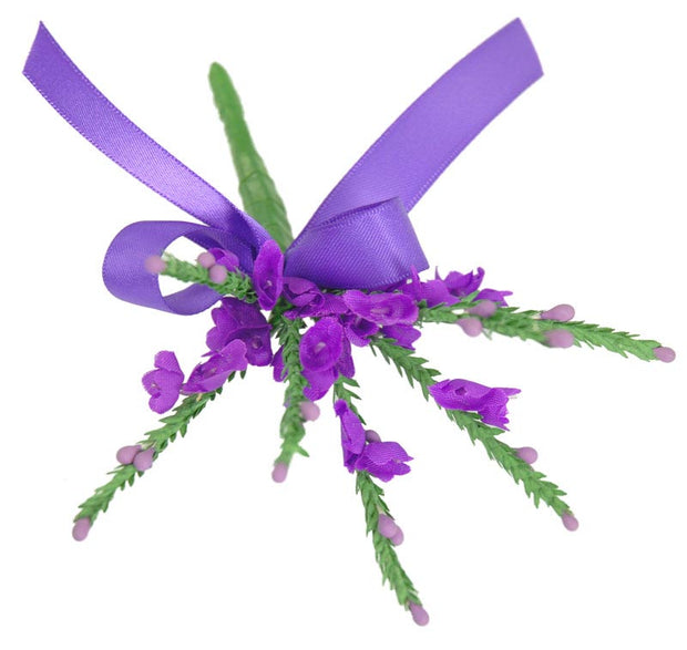 Purple Silk Heather Wedding Day Guest Buttonhole