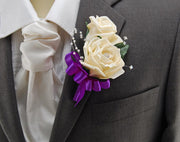 Grooms Double Cream Diamante Rose Crystal & Pearl Buttonhole