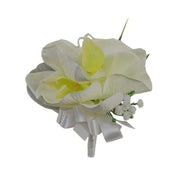 Grooms Double Ivory Silk Orchid & Gypsophila Wedding Buttonhole