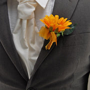 Grooms Golden Yellow Silk Sunflower Wedding Day Buttonhole
