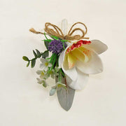 Grooms Ivory Silk Orchid, Stephanotis & Lilac Lavender Wedding Buttonhole