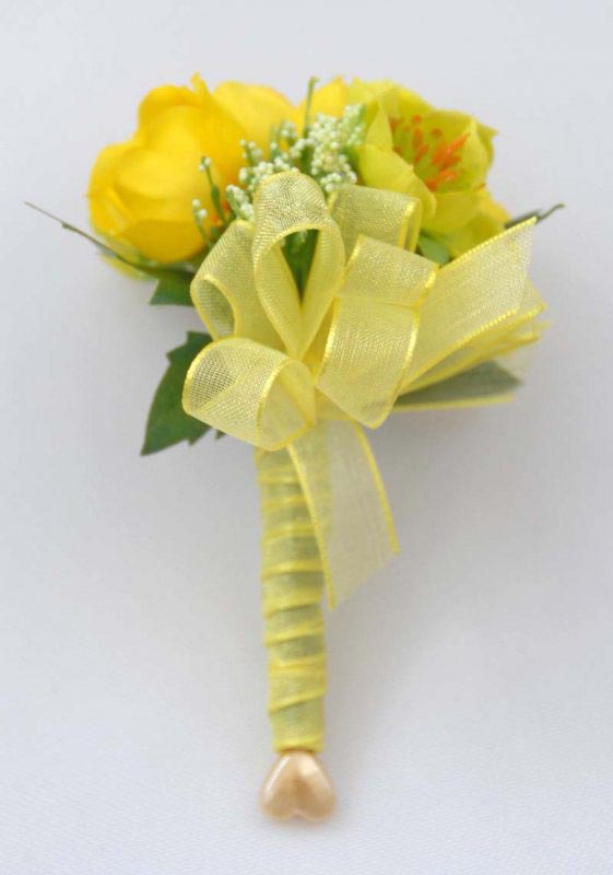 Artificial Yellow Buttercup & Elderflower Wedding Guest Buttonhole