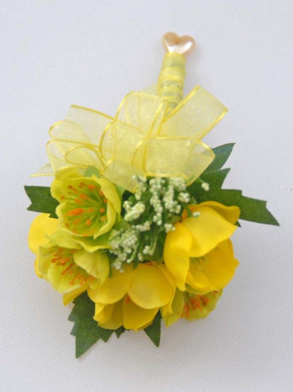 Artificial Yellow Buttercup & Elderflower Wedding Guest Buttonhole
