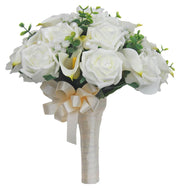 Ivory Calla Lily, Diamante Rose & Gypsophila Brides Wedding Bouquet