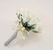 Ivory Diamante Rose & Pearl Bridesmaids Wedding Posy