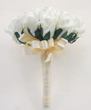 Bridesmaids Artificial Ivory Foam Rose Wedding Posy Bouquet