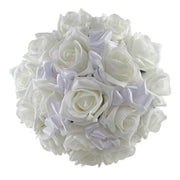 Bridesmaids Ivory Rose & White Satin Ribbon Bow Wedding Posy