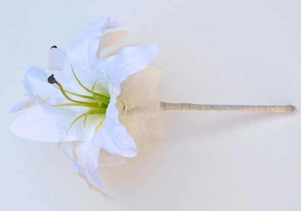 Ivory Silk Casablanca Lily Flower Girl Wedding Wand