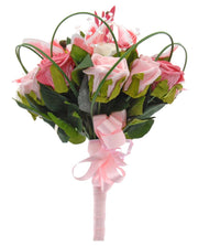 Bridesmaids Pink Silk Stargazer, Rose & Crystal Wedding Bouquet