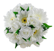 Ivory Rose, Pearl & Silk Gerbera Bridesmaids Wedding Bouquet