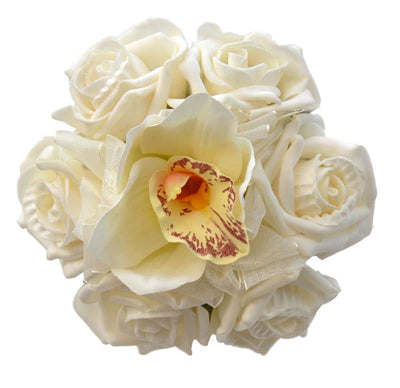 Ivory Silk Orchid & Foam Rose Flower Girls Wedding Posy