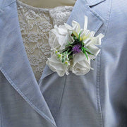 Brides Purple Silk Rose, Allium, Grey & Ivory Rose Shower Bouquet