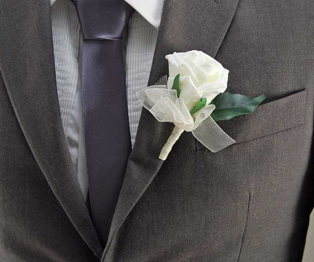 Brides Ivory Silk Orchid & Rose Wedding Shower Bouquet