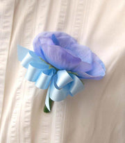 Light Blue Silk Anemone Wedding Guest Buttonhole
