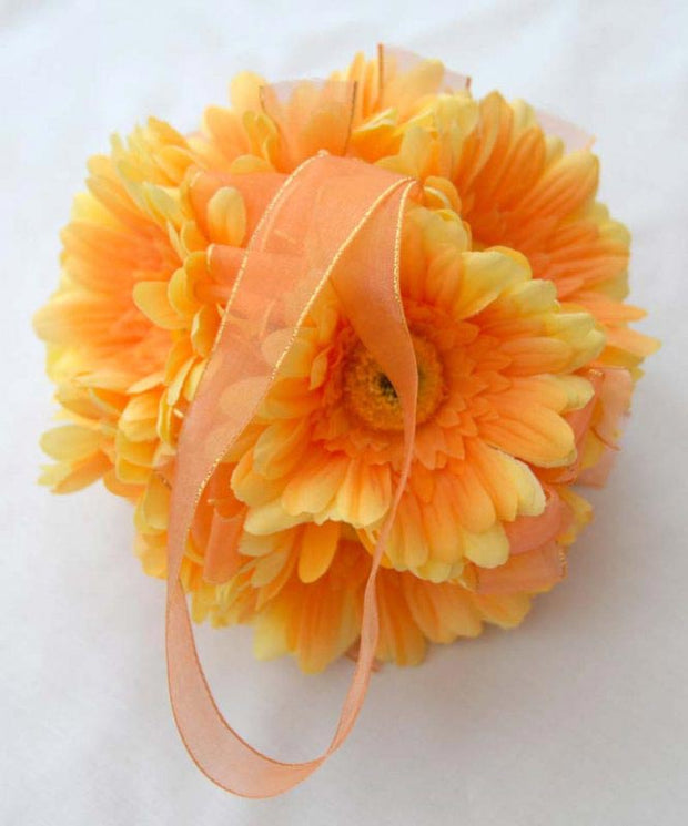 Orange Silk Gerbera Flower Girls Pomander Ball