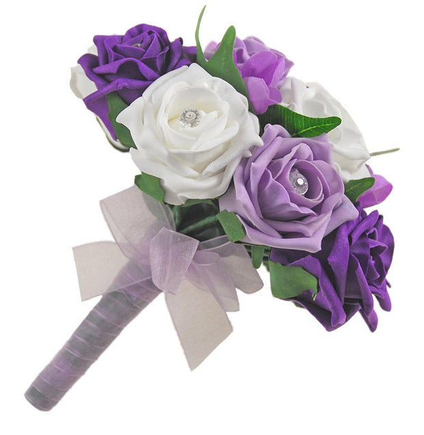 Bridesmaids Lilac, Purple, White Rose & Freesia Wedding Bouquet