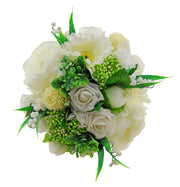 Ivory Silk Peony, Gerbera, Rose & Green Berry Bridal Shower Bouquet