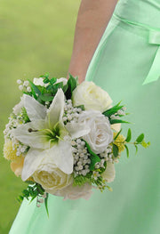 Brides Ivory Silk Lily, Rose & Gypsophila Wedding Shower Bouquet ...