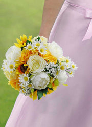 Brides Yellow Silk Sunflower, Hydrangea, Ivory Daisy, Peony & Rose Wedding Shower