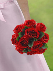 Brides Large Head Red Silk Rose Bridal Wedding Bouquet