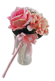 Brides Ivory Peony, Lilac Lisianthus, Pink Hydrangea & Rose Wedding Bouquet