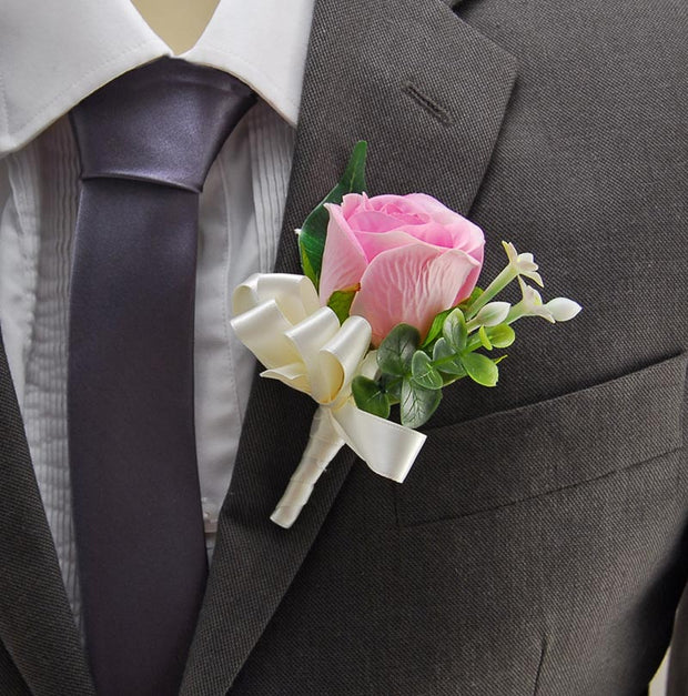 Brides Pink Tiger Lily, Hydrangea & Ivory Silk Peony Wedding Bouquet