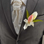 Brides Pink & Ivory Silk Tulip Satin Ribbon Wedding Bouquet