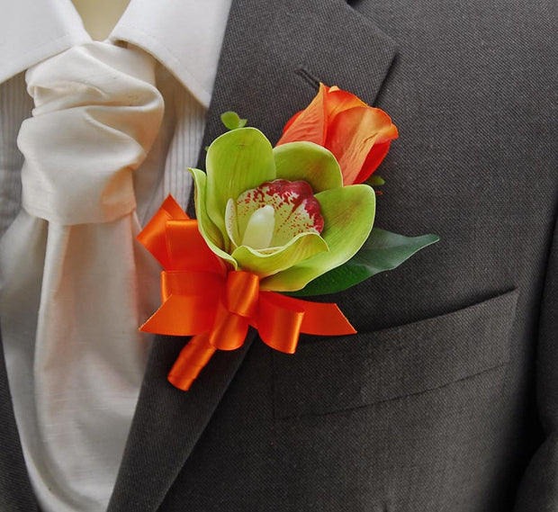 Brides Artificial Orange & Raspberry Hand Tied Wedding Shower Bouquet