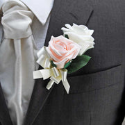 Brides Pink, Ivory Diamante Rose & Pearl Wedding Bouquet