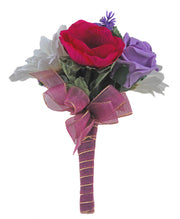 Pink Anemone, Purple Rose & Ivory Silk Gerbera Flower Girl Posy