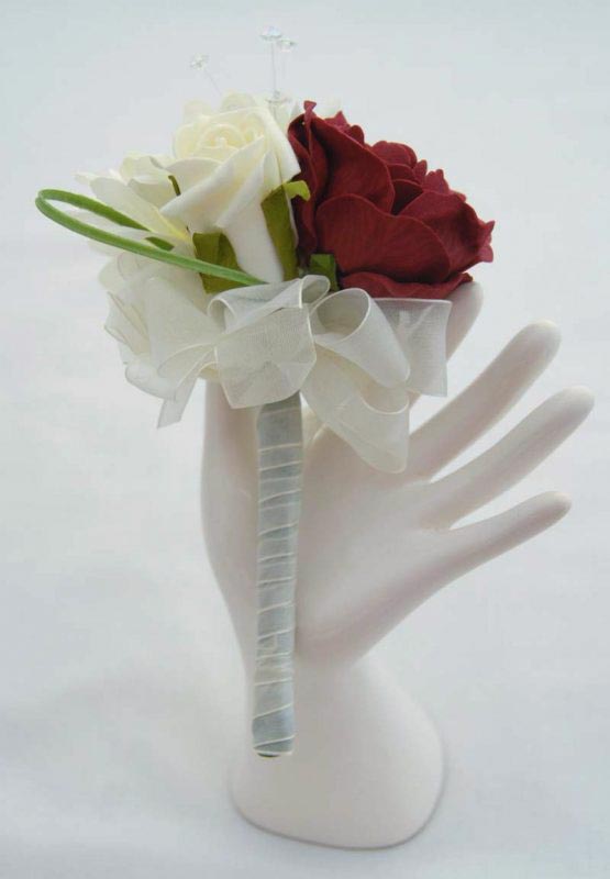 Ivory Silk Gerbera & Burgundy Rose Flower Girl Wedding Wand