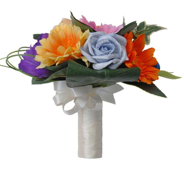Multi Coloured Bridesmaids Wedding Bouquet with Gerbera & Roses